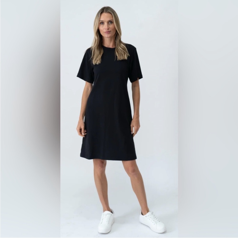 Six Fifty Brand Black Midi Dress Elevated Everyday Style Cotton Casual Comfy